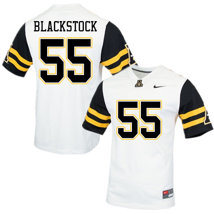 Men #55 George Blackstock Appalachian State Mountaineers College Football Jerseys Sale-White - Click Image to Close